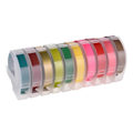 Miniatyrbillede 5 af 5: 3D Plastik Embossing Etiketbånd Efterfyldning til DYMO 12965 1610 Etiketmaskine med 3/8 tommer * 9,8 fod, 10 Ruller (Tilfældig Farve Levering)