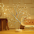Miniatyrbilde 1 av 4: Bonsai Trebordlampe med 108 LED-lys, Miniatyr Juletrærlys, Batteri/USB-drevet, Justerbare Grener for Hjemme- og Feriedekorasjon