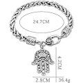 Pikkukuva 4 / 5: Hamsa-käsi Fatima-hopeakorun rannekoru - Paha silmä -suoja hopeapintainen seosriipus onnen ja menestyksen riipus ystävyys