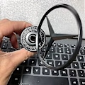 Miniatyrbild 3 av 4: Huvstjärna emblem emblem i legering pläterad huvbyte tillbehör passar för W124 W210 E-klass W202 W203 C-klass W204 W220 1994-2007(svart)