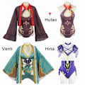 Pikkukuva 7 / 7: Mub- Genshin Impact Hu Tao Lisa Ms Hina Sangonomiya Kokomi Bikini Uimapuku Uima-asu Kesähaalarit Viitta Cosplay-asu Asuste 2 2 XL