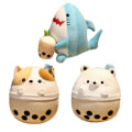 Miniatyrbild 2 av 7: Mub- 30CM Cartoon Animals Squinysy Shark Panda Cat Boba Mike Pillow Plush Toys Soft Stuffed Kawaii Plushie Dolls for Kids Gifts Pig Pig About 25-30cm