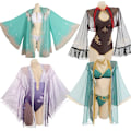 Pikkukuva 2 / 7: Mub- Genshin Impact Hu Tao Lisa Ms Hina Sangonomiya Kokomi Bikini Uimapuku Uima-asu Kesähaalarit Viitta Cosplay-asu Asuste 2 2 XL