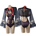 Pikkukuva 5 / 7: Mub- Genshin Impact Hu Tao Lisa Ms Hina Sangonomiya Kokomi Bikini Uimapuku Uima-asu Kesähaalarit Viitta Cosplay-asu Asuste 2 2 XL