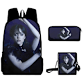 Pikkukuva 2 / 3: Tredelad Wednesday Addams-setti - Duffel-laukku, reppu ja kynäkotelo - Koululaukku, Satseli, Lasten lelut, Lahjat