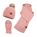 Miniatyrbilde 1 av 7: Mub- Engros høst vinter tykke varme strikkede luer mote nye menn kvinner Vinter Tredelt skjerf hansker tre sett Pink