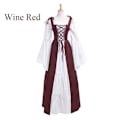 Pikkukuva 5 / 7: Mub- Uusi muoti naisten Halloween tytöt Side Bandage neliökaulus Vintage keskiaikainen pysyy Korsetti Cosplay mekko Juhla lava Asut Mekot Viininpunainen Wine red S