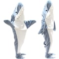 Miniatyrbillede 3 af 5: Ny pyjamas Haj et stykke voksen superblød blød flanel hættetrøje sovepose, der kan bæres løst Blå Blue L
