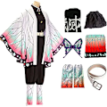 Pikkukuva 2 / 7: Mub- Kochou Shinobu Cosplay -asu lapsille ja aikuisille Anime Demon Slayer Cosplay -asu Kochou Anime Kimono -asut Halloweeniin A SET A SET Kid Height 140cm