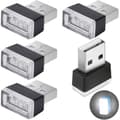 LED bilomgivelseslys, 5 interiørlys, plug-in omgivelseslys, mini USB bilinteriør - Hvit