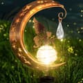 Måne dekorative solcellehagelys, terrassepynt, metall, solcelle-måne, glass LED, lampe