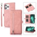 Mobilskal i läder med flera kortfack för iPhone 15 Pro Max Rosa Pink