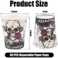 30 stk. engangskopper til Halloween, 255 ml engangskopper med skjelett- og hodeskalledesign