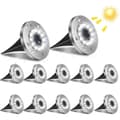 12 LED utendørs solcellelamper, 12 stk. hagebakkelamper, 6000K vanntett IP65 innfelte solcelle-spotlights