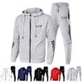 Miniatyrbild 2 av 7: Män Helzippade Tryckt Hoodie Jacka Långa Sweatpants Joggers Sport Gym Tracksuit Set Red 2XL