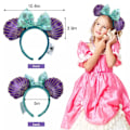 Miniatyrbild 3 av 6: Sjöjungfru Ariel Lila Paljett Minnie Mouse Öron Diadem Hårband Aliceband