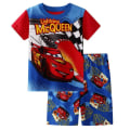 Miniatyrbild 1 av 3: Barn Pojkar Cartoon Bilar Tryck Pyjamas Kortärmad T-Shirt Shorts Set Nattkläder B 7 Years / EU 128