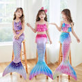 Miniatyrbild 3 av 5: Barn Sjöjungfru Svans Prinsessa Baddräkt Delad Bikini Set Tredelad Set Badkläder #2 L