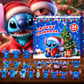 Miniatyrbild 2 av 5: Julkalender, 24 st/set Stitch-figurer Julnedräkningskalender, Överraskningsjulklapp till barn, Nyårsfestdekoration