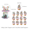 Miniatyrbild 3 av 4: Pusheen födelsedagsfest dekorationer banderoller ballonger cupcake tårtdekorationer