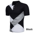 Miniatyrbild 6 av 7: Snygg herr vänd krage geometrisk tryckt casual black M