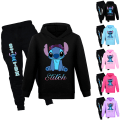 Miniatyrbild 2 av 3: Lilo och Stitch Barn Overall T-shirt Hoodie Sport Top Byxor black 150cm