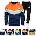 Miniatyrbild 2 av 6: NB Herr Sweatdräkter 2-delade Set - Långärmade Hoodies med Joggingbyxor Färgblockade Tracksuit Set Khaki L