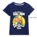 Miniatyrbild 1 av 3: Dog Man Pojkar Tränings T-shirts Tecknade Toppar Sommar Kortärmad Snabbtorkande Aktiva T-shirts för Barn Tonåringar Navy Blue 130cm