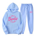 Miniatyrbild 1 av 3: Kvinnor Män Barbie Hoodie+byxor Outfit Set Långärmad Byxor sky blue M