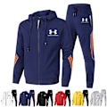 Miniatyrbild 3 av 7: Under Armour Herr Tracksuit 2-delad Hoodie Långärmad Zip-up Jacka med Casual Joggingbyxor Sweatsuit Set Grey S
