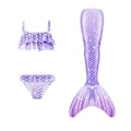 Miniatyrbild 2 av 3: Barn Sjöjungfru Svans Prinsessa Baddräkt Delad Bikini Set Tredelad Set Badkläder #2 150cm