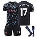 Miniatyrbild 1 av 2: #17 DE BRUYNE Fotbollströja Träningskit för Barn Pojkar Träningsdräkt Set Tröja + Shorts 28