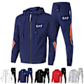 Miniatyrbild 3 av 7: Män Helzippade Tryckt Hoodie Jacka Långa Sweatpants Joggers Sport Gym Tracksuit Set Black M
