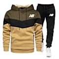 Miniatyrbild 1 av 6: NB Herr Sweatdräkter 2-delade Set - Långärmade Hoodies med Joggingbyxor Färgblockade Tracksuit Set Khaki L