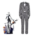 Miniatyrbild 2 av 8: The Nightmare Before Christmas Jack Skellington Cosplay Party Kostym Halloween Maskeraddräkt Outfit Set Herr Randig Kostym L