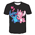 Miniatyrbild 1 av 5: Barn Pojkar Flickor Lilo och Stitch Cartoon Basic Tee Kortärmad Rund Hals T-Shirt C 150cm