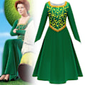 Miniatyrbild 1 av 8: Prinsessan Monster Shrek Fiona Cosplay Kostym Fiona Grön Lång Klänning Cosplay Halloween Kostym För Flickor 140cm