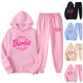 Miniatyrbild 2 av 3: Kvinnor Män Barbie Hoodie+byxor Outfit Set Långärmad Byxor black XL