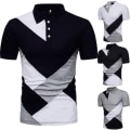 Miniatyrbild 1 av 7: Snygg herr vänd krage geometrisk tryckt casual navy blue XL
