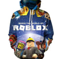 Miniatyrbild 1 av 3: ROBLOX 3D-tryckt barnhoodie jacka kappa långärmad tecknad topp E 150cm