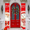 Miniatyrbild 1 av 2: Jul Dörr Hängande Banner Jul Prydnader Banner För Hem Santa snowman