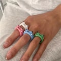 Miniatyrbillede 2 af 3: Frøringe til teenagepiger Damer stablebare ringe 4stk 1.8CM