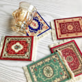 Miniatyrbillede 2 af 5: 5 stk. Persisk Mini Vævet Tæppe Måtte Mousepad Retro Stil Tæppe Mønster(tilfældig)
