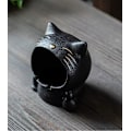 Miniatyrbild 4 av 5: Keramisk askkopp i form av katt, prydnadsföremål, förvaringslåda, 13 x 11 cm, svart