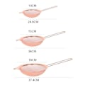 Miniatyrbillede 2 af 5: Køkkensigte - 3 stk. - Ø 10, 15 og 18 cm - Sigter - Sigtesæt - Kuglesigte - Passersigter - Melsigte - Køkkenhjælp - Rustfrit stål - Rose