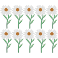 Miniatyrbillede 1 af 5: 10 stk. Blomster Patches, Broderede Hvide Daisy Stryge på Patches til Clot