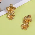 Miniatyrbillede 4 af 4: Guld Blomster Øreringe Dobbelt Blomster Guld Øreringe Kvinders Hypoallergeni