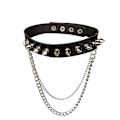 Miniatyrbillede 4 af 5: Punk Goth Metal Spike Studded Link Læder Halskæde Choker Halskæde