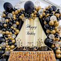 Miniatyrbillede 4 af 5: 136 stk. DIY guld og sort guirlande ballon sæt til fødselsdagsfest, dimission, bryllupsceremoni, jubilæum