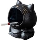 Keramisk askkopp i form av katt, prydnadsföremål, förvaringslåda, 13 x 11 cm, svart